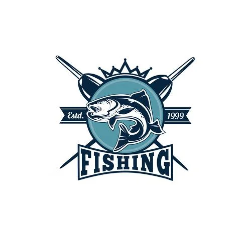 Fishing tournament emblem template vector logo Stock-Illustration