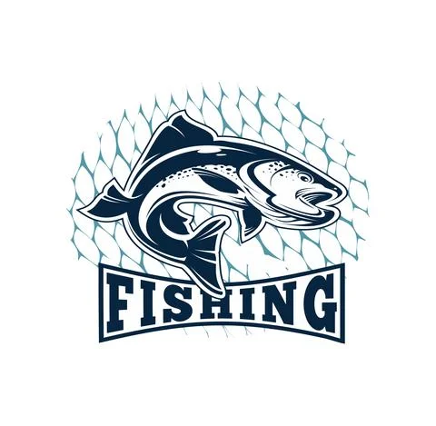 Fishing tournament emblem template vector logo Stock Illustration