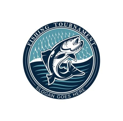 Fishing tournament emblem template vector logo Stock-Illustration