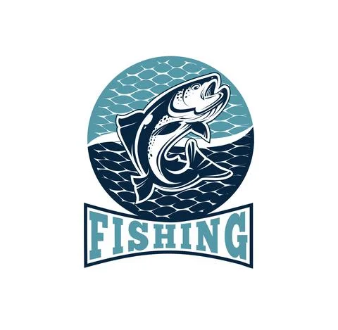 Fishing tournament emblem template vector logo Illustrazione stock
