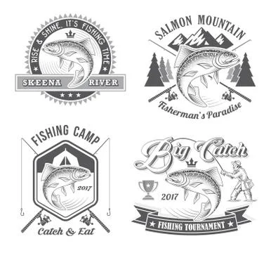 Fishing Tournament Vector Logos Stock-Illustration