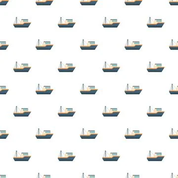 Fishing trawler boat seamless pattern repeating background Stock Illustration