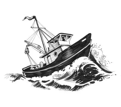 Fishing trawler Illustrazione stock