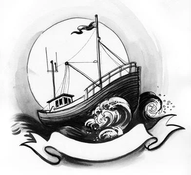 Fishing trawler Illustrazione stock