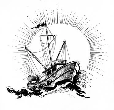 Fishing trawler Illustrazione stock