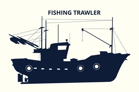 Fishing Trawler Silhouette Stock Illustration