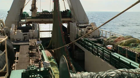 Fishing trawler. View from a main deck Stock Footage 63117778