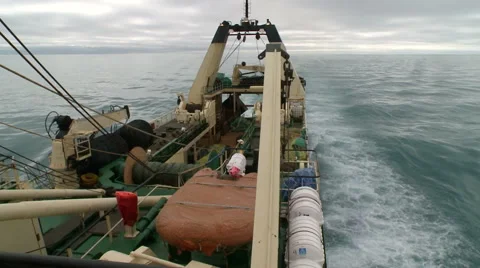 Fishing trawler. View from the main deck Stock Footage 63117909