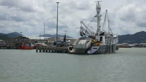 Fishing trawlers on the Hatea River, Whangarei, Northland, New Zealand Stock Footage