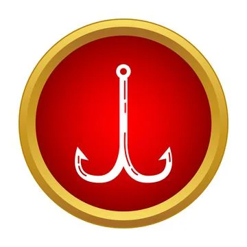 Fishing treble hook in red circle icon Illustrazione stock