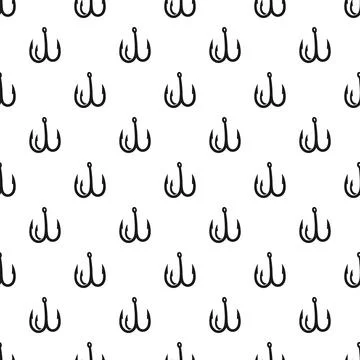 Fishing treble hooks seamless pattern for angling design Illustrazione stock