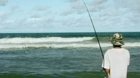 Fishing on a Tropical Beach Stock Footage 717262