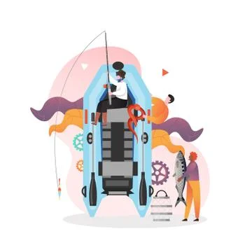 Fishing vector concept for web banner, website page Stock Illustration