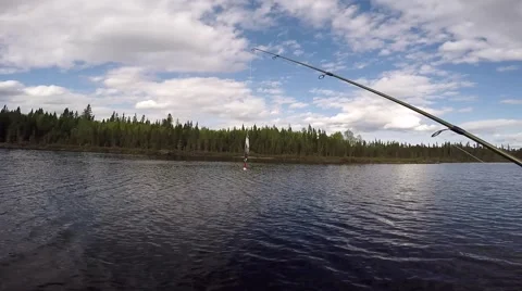 Fishing view with lure in foreground Stock Footage 51733227
