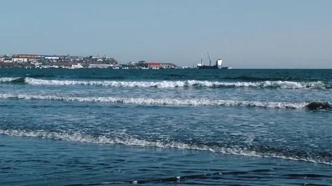 Fishing village on the ocean  Stock Footage 84005696