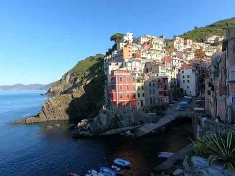 The fishing village of Riomaggiore. Cinque Terre. Liguria. Italy Stock Footage