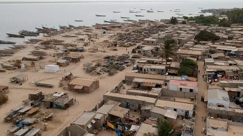 Fishing village in Senegal west Africa Stock Footage