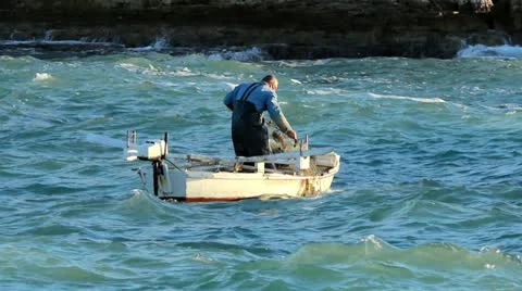 Fishing on waves Stock Footage 20568941