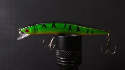 Fishing wobblers for predatory fish of various colors and patterns Stock Footage 331449571