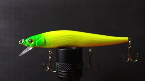 Fishing wobblers for predatory fish of various colors and patterns Stock Footage 331450127