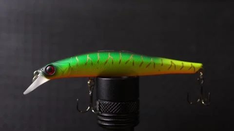 Fishing wobblers for predatory fish of various colors and patterns Stock Footage 331450175