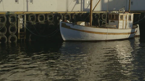 Fishingboat in harbor Video stock 30444793