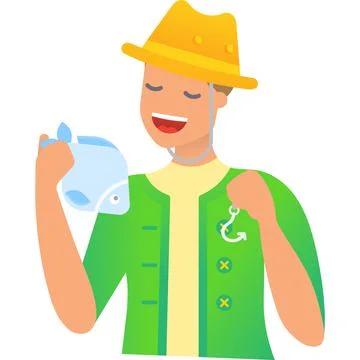 Fishman character vector icon isolated on white Stock Illustration