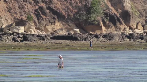 Fishman at the ocean Stock Footage 27448453