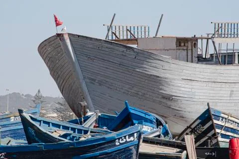 A fishng boat under construction Stock Photos