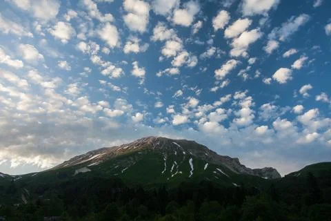 Fisht Mountain Under A Blanket of Clouds Stock Photos