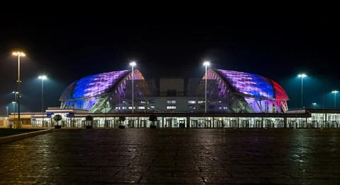 Fisht Olimpic Stadium using in ceremony of the Paralympic winter games 2014 Fotos de archivo
