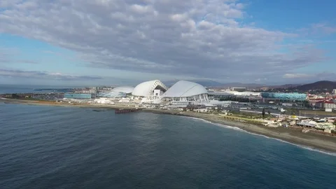 Fisht Olympic Stadium at summer sunny day. Aerial view. Video stock 102270073