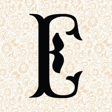 Fishtail Alphabet E , Black alphabet vector, alphabet vector Stock Illustration