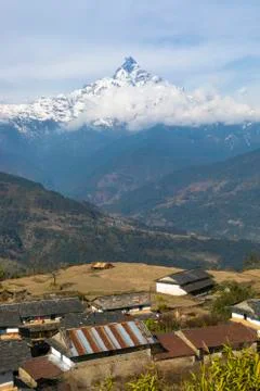 Fishtail Mountain view from Dhampus 写真素材