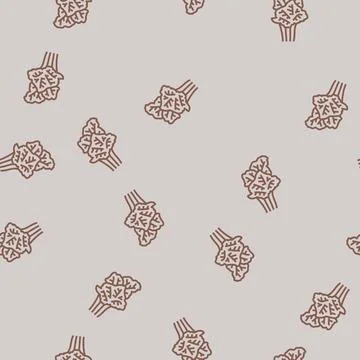 Fishtail palm tree line seamless pattern Stock Illustration