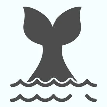 Fishtail solid icon. Whale tale in ocean waves illustration isolated on white Stockillustratie