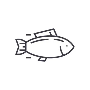 Fish,tuna vector line icon, sign, illustration on background, editable stroke Stock Illustration