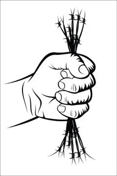 Fist and barbed wire Stock Illustration
