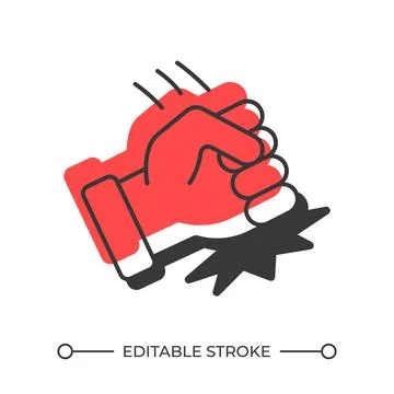 Fist of anger offset shadow line icon Illustrazione stock
