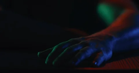 Fist of angry man beats on the table in slow motion Stock Footage 107774969