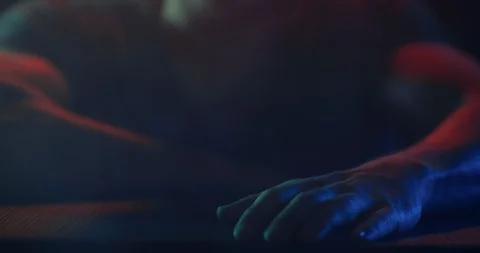 Fist of angry man beats on the table in slow motion Stock Footage 107775154