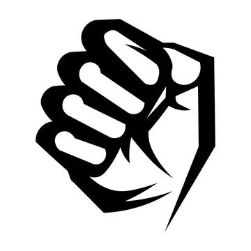 Fist black vector icon on white background Stock Illustration