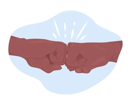 Fist bump 2D vector isolated illustration Stock Illustration