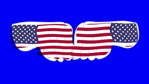 Fist bump of American Flags. Видео 153702343