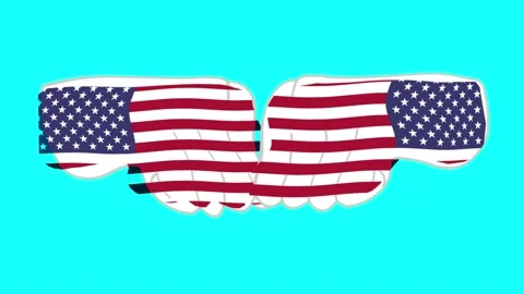 Fist bump of American Flags. Stockbeeldmateriaal 153702346