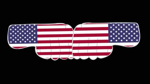 Fist bump of American Flags. Видео 153702463