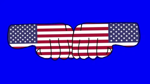 Fist bump of American Flags. Видео 153702475