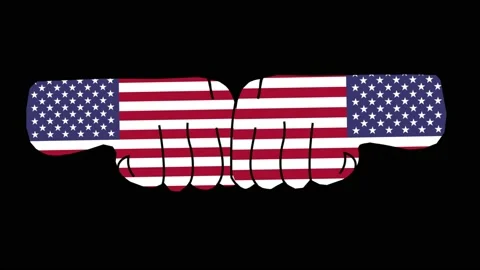 Fist bump of American Flags. Video stock 153702511