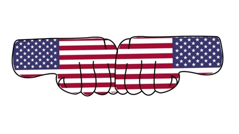 Fist bump of American Flags. Видео 153702513