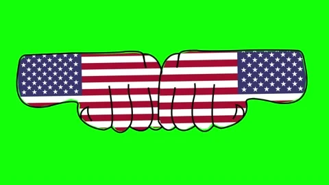 Fist bump of American Flags. Stock Footage 153702516
